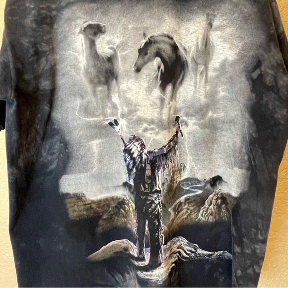 The Mountain American Native and Spirit Horses Distressed Tie Dye T-shirt Sz XL - Picture 6 of 10